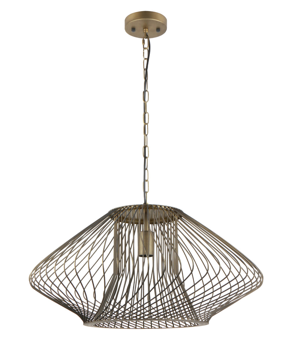 Parrilla 600mm Oval Cage Pendant Light Imitation Antique Brass - PARRILLA4