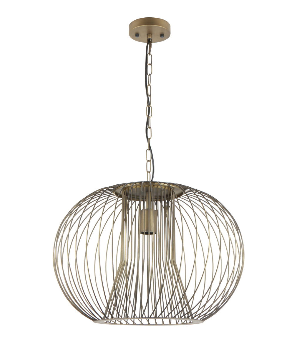 Parrilla Round Cage Pendant Light Imitation Antique Brass - PARRILLA6