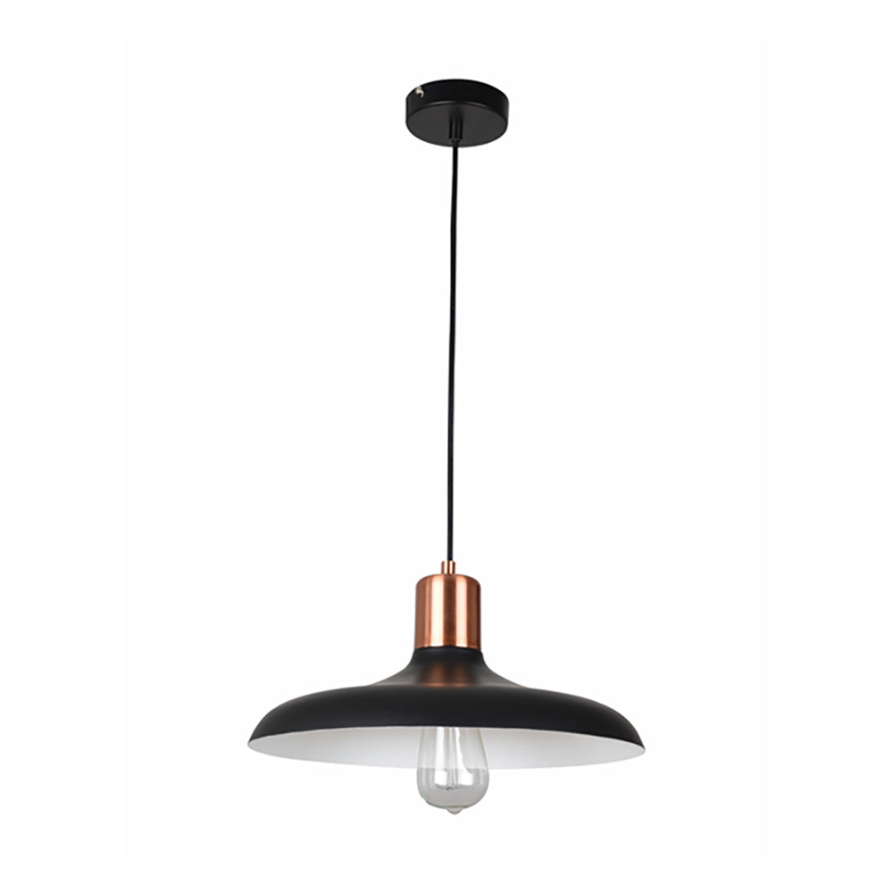 Buy Pendant Lights Australia PASTEL Dome Shape 1 Light Pendant Black With Copper Lampholder Cover - PASTEL09