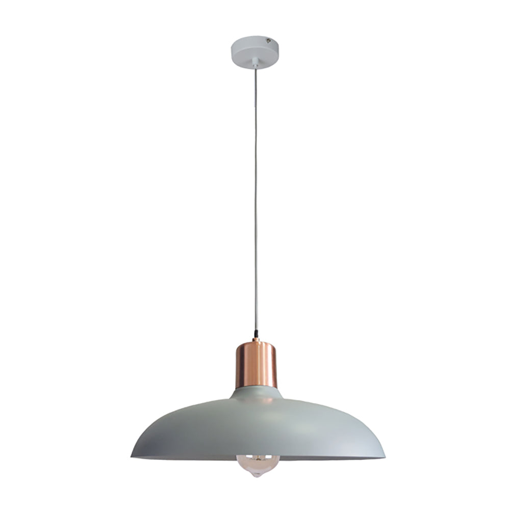 Buy Pendant Lights Australia PASTEL Dome Shape 1 Light Pendant Grey With Copper Lampholder Cover - PASTEL11