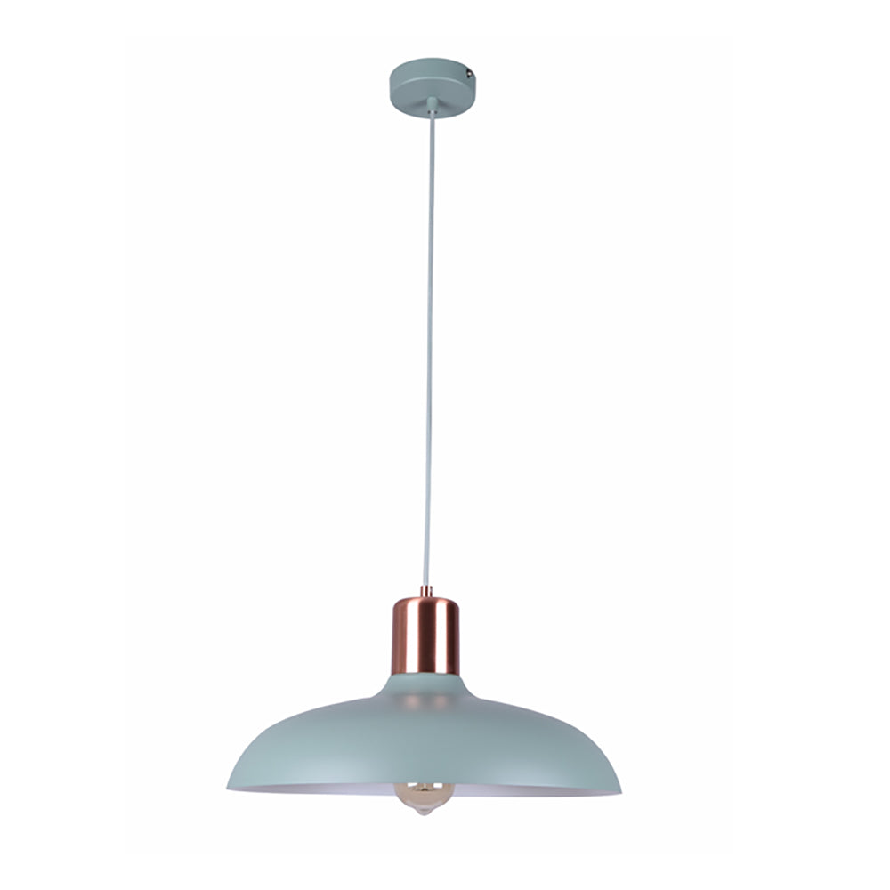 Buy Pendant Lights Australia PASTEL Dome Shape 1 Light Pendant Green With Copper Lampholder Cover - PASTEL12A