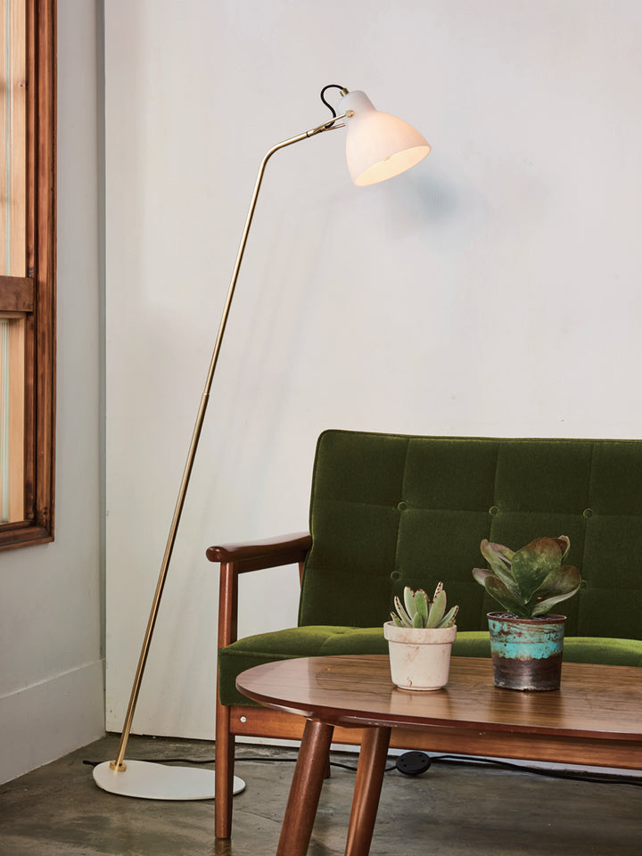 Laito Full Floor Lamp White & Brass - SE PT/LAITO/WH/BR