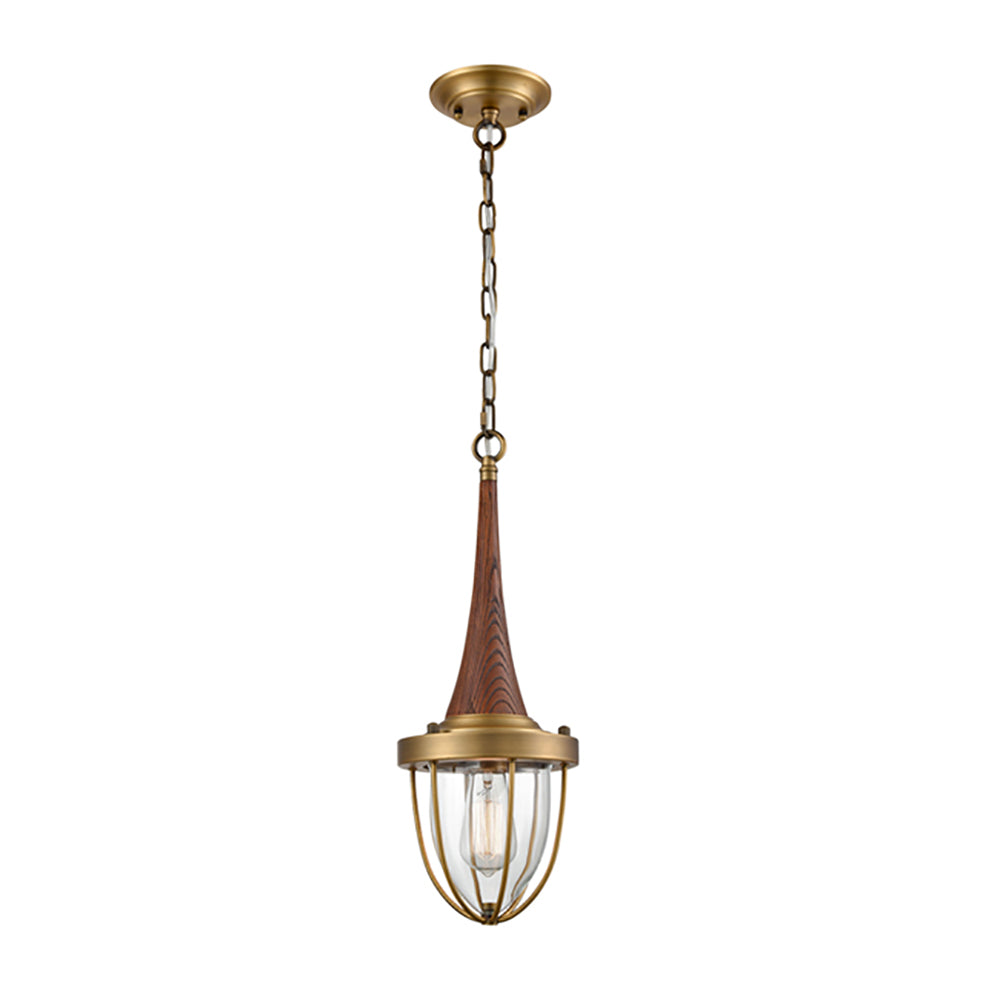 Buy Pendant Lights Australia PENDOLO 1 Light Dark Wood Pendant With Satin Brass Hardware - PENDOLO2