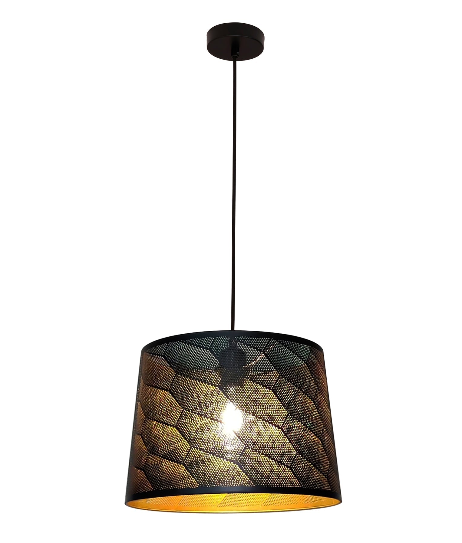 Penshade Honeycomb Pattern Pendant Light Iron Black - PENSHADE17