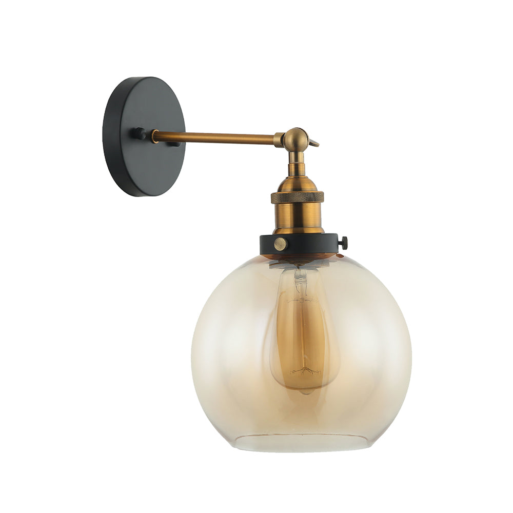 Interior Amber Wine Glass Shape With Antique Brass Highlight 1 Light Wall Light - PESINI3W