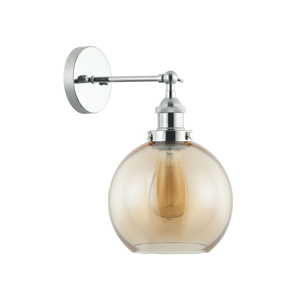 Interior Amber Wine Glass Shape With Chrome Highlight 1 Light Wall Light - PESINI6W