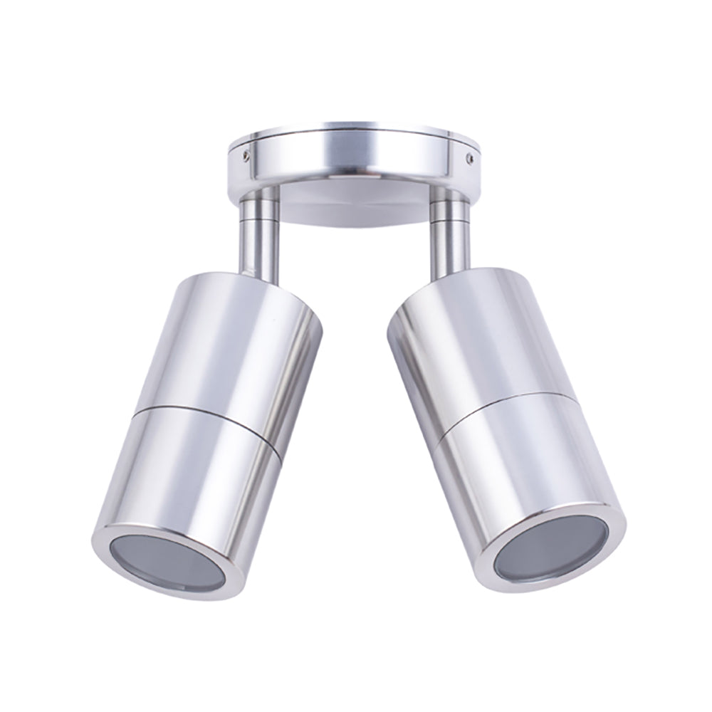 GU10 Exterior Double Adjustable Wall Pillar Light Anodized Aluminium IP65 - PG2ASHSIL