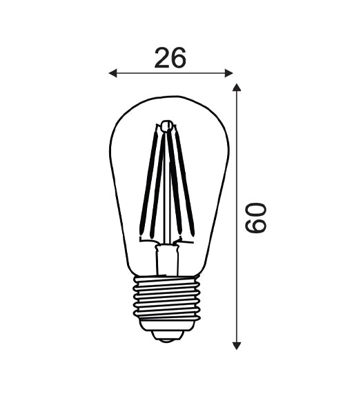 Pilot ST26 LED Filament Globe SES 3W 240V Clear Glass 3000K - PILOT01