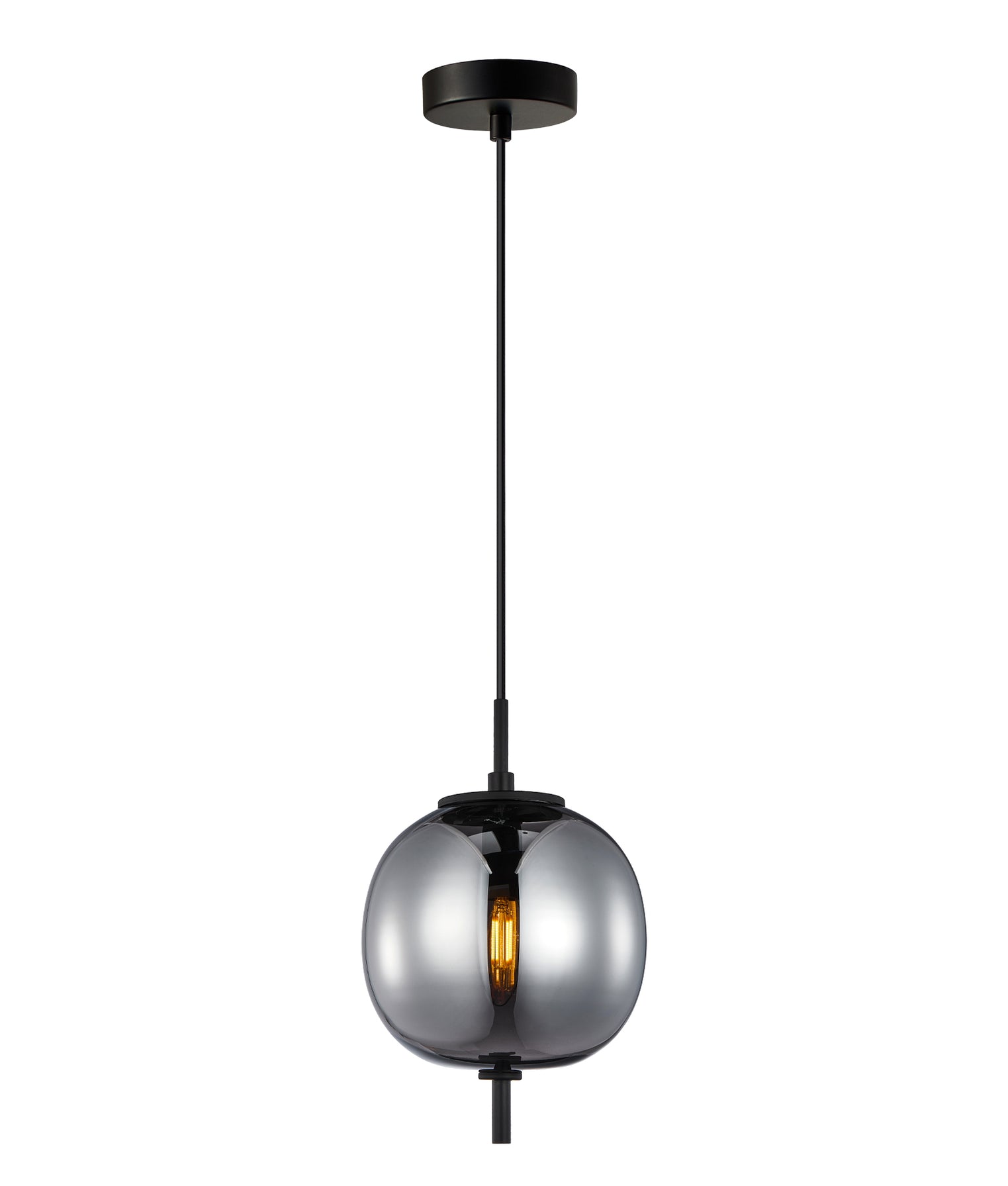 Pino 1 Light Pendant Iron & Glass Smokey Black - PINO5