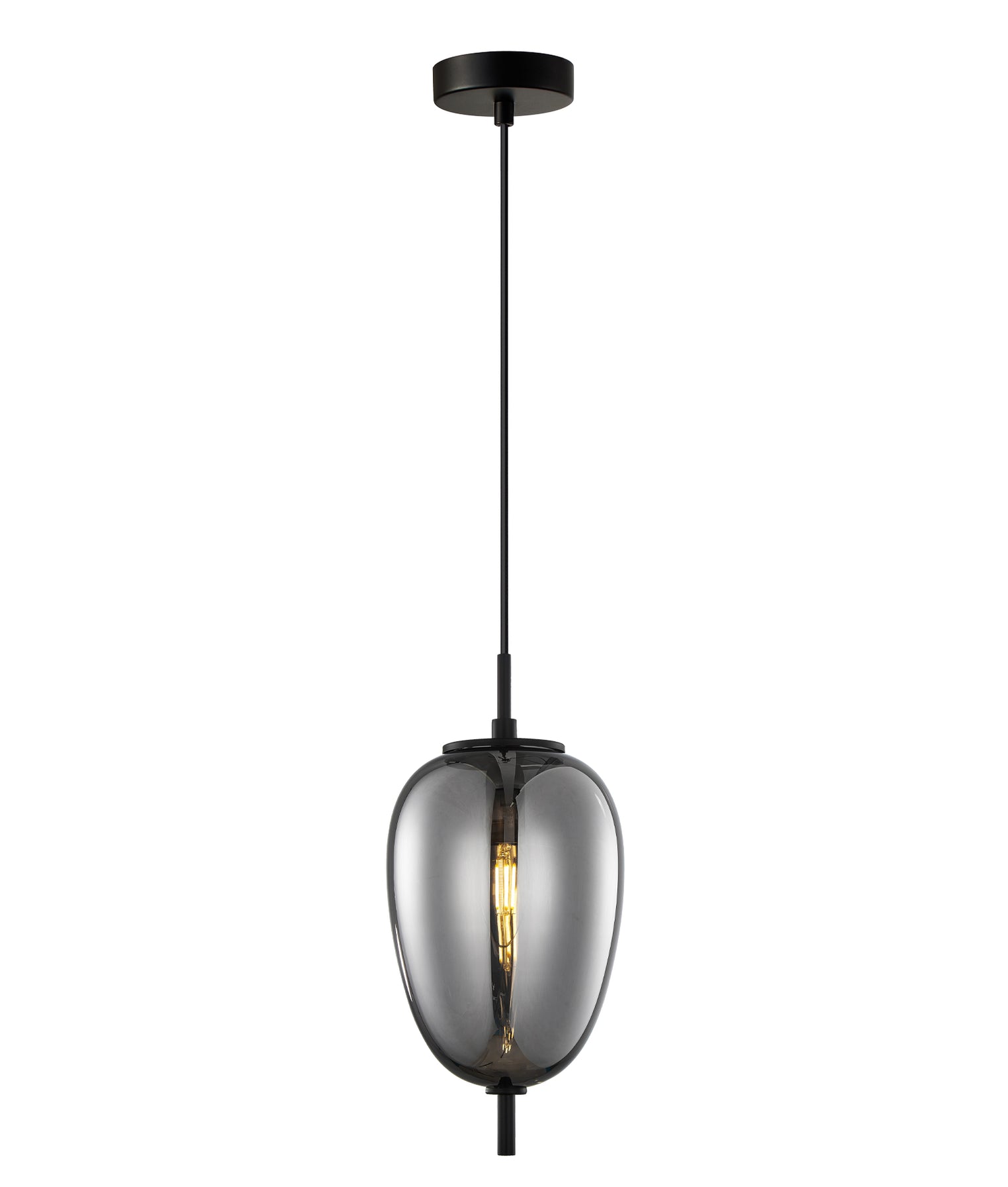 Pino 1 Light Pendant Iron & Glass Smokey Black - PINO6