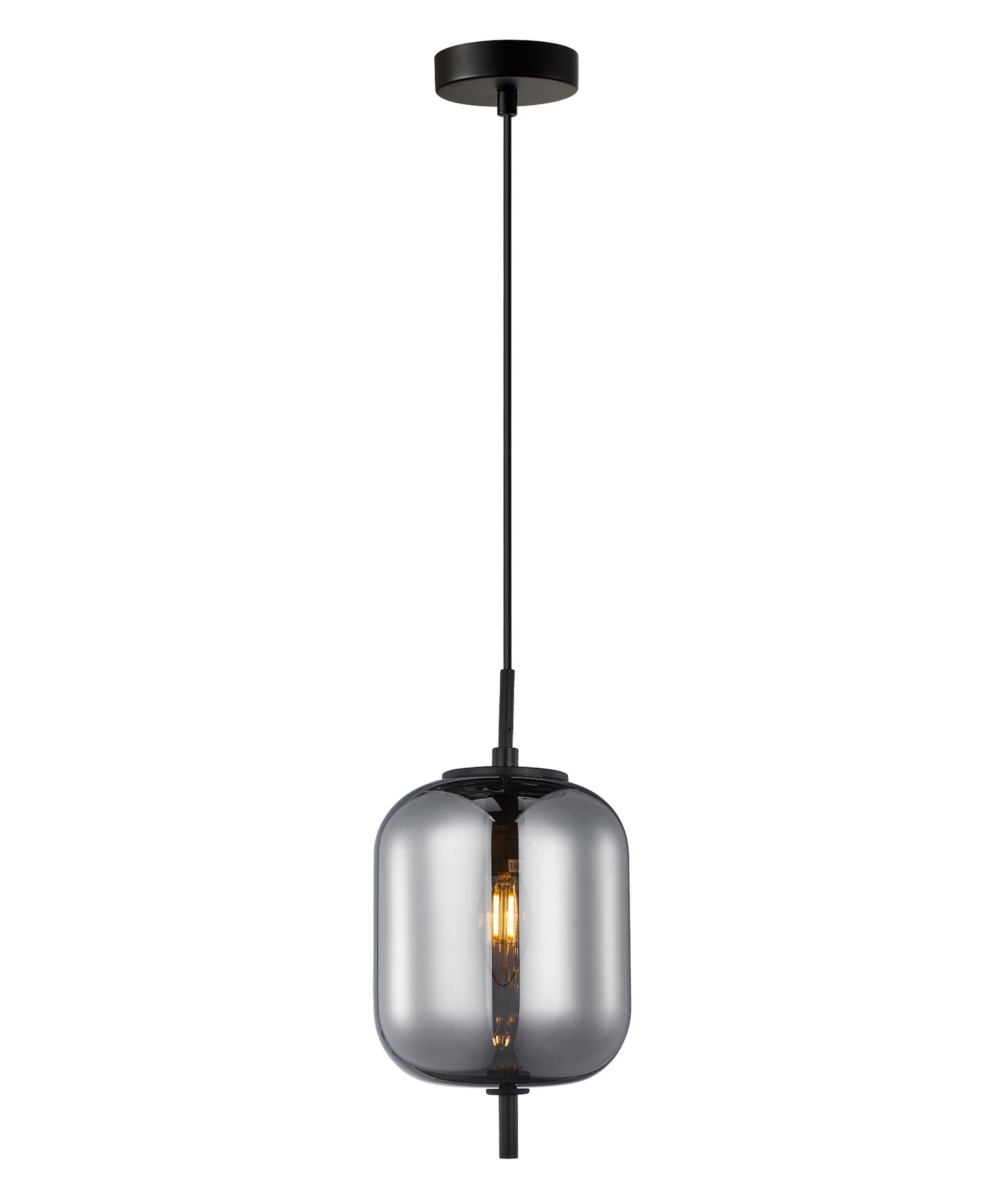 Pino 1 Light Pendant Iron & Glass Smokey Black - PINO7