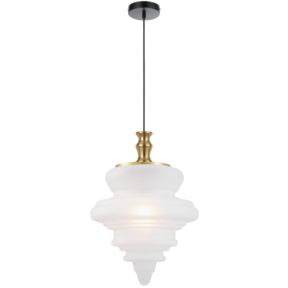 Privas 380mm Pendant Light Antique Gold & Frost - PRIVAS PE38-AGFR