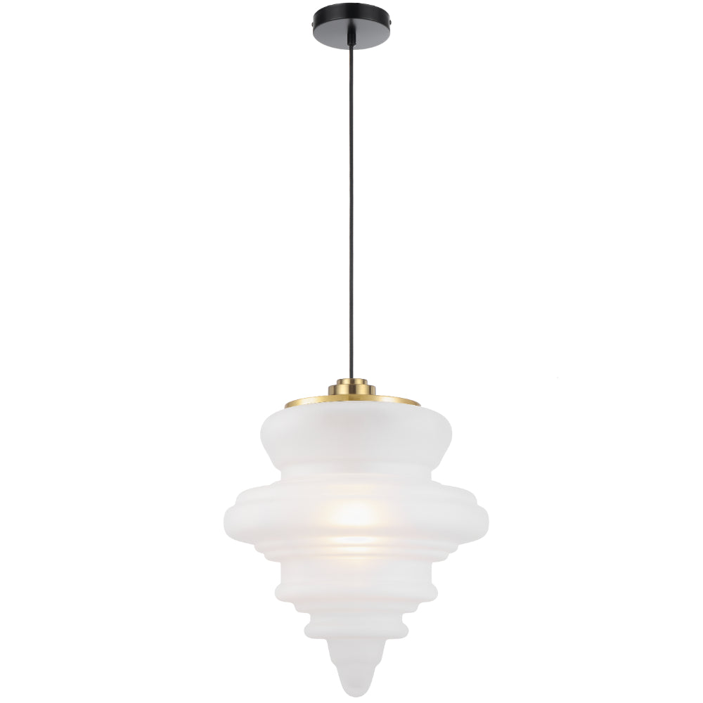 Privas 380mm Pendant Light Antique Gold & Frost - PRIVAS PE38-AGFR