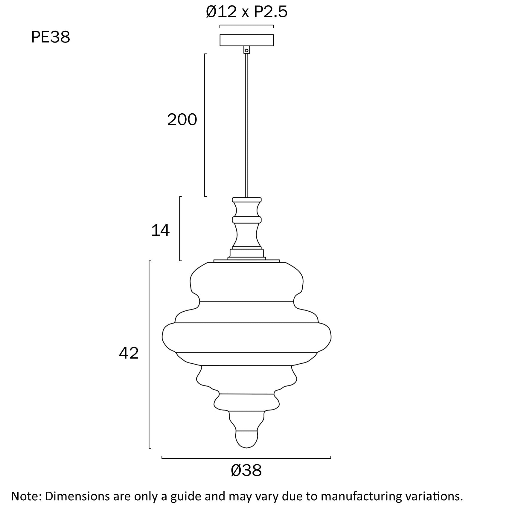 Privas 380mm Pendant Light Antique Gold & Frost - PRIVAS PE38-AGFR
