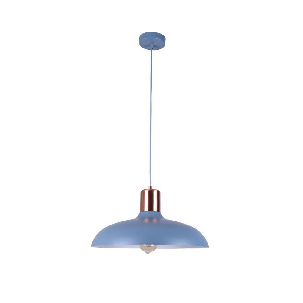 Buy Pendant Lights Australia PASTEL Dome Shape 1 Light Pendant Blue With Copper Lampholder Cover - PASTEL13A