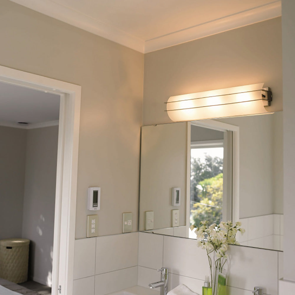 Bathroom Vanity 3 Lights White / Satin Chrome Glass - WL3413