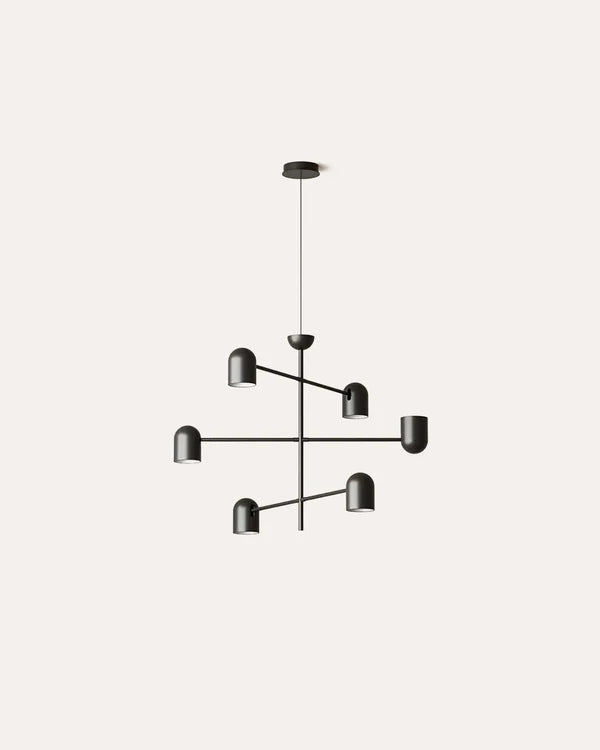 Pipe 6 Light LED Pendant 3W 3000K Matte Black - ARO.C1293