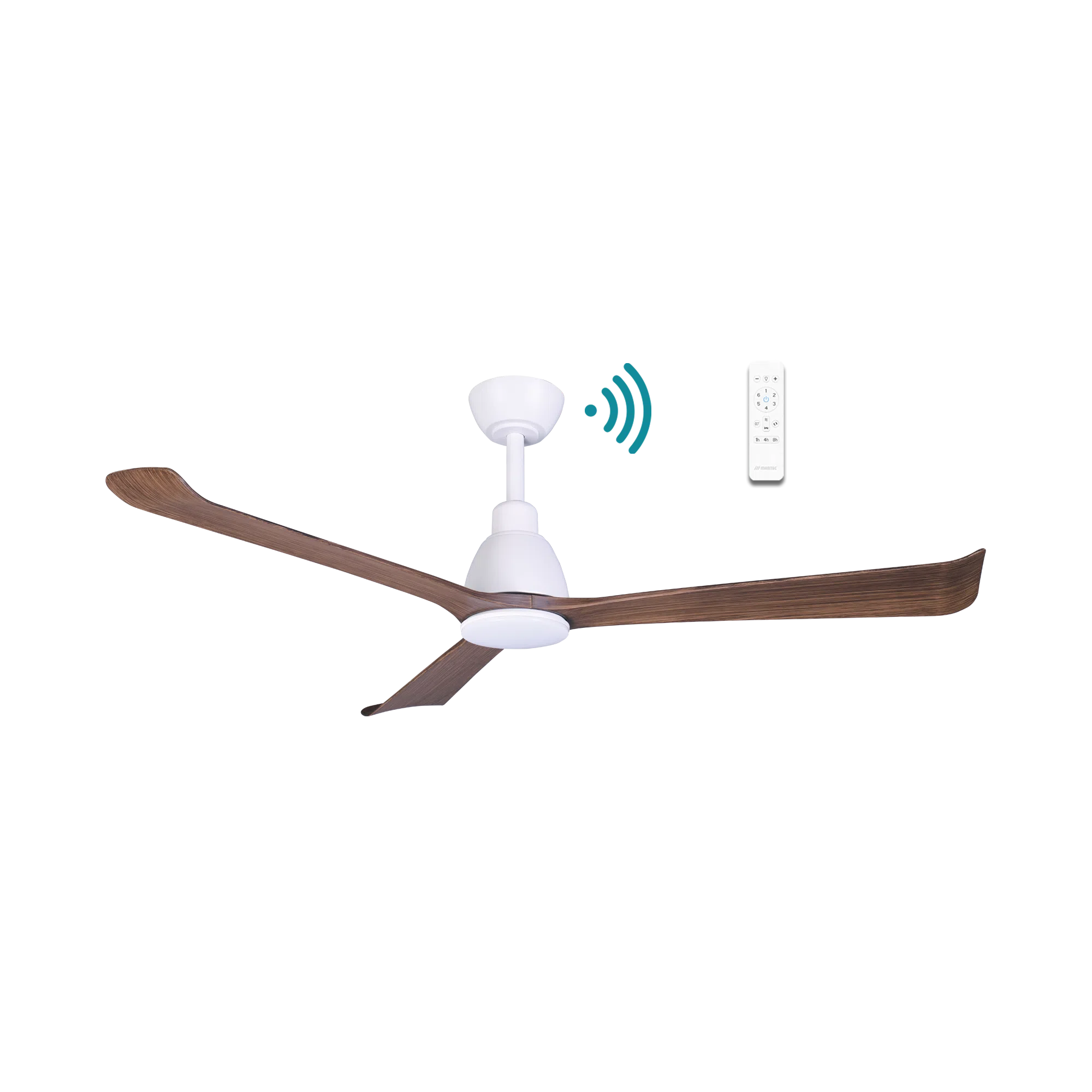 Polo DC Ceiling Fan With LED Light 52" 3 Blade Matt White & Walnut With WIFI Remote - MDCP1333WWN