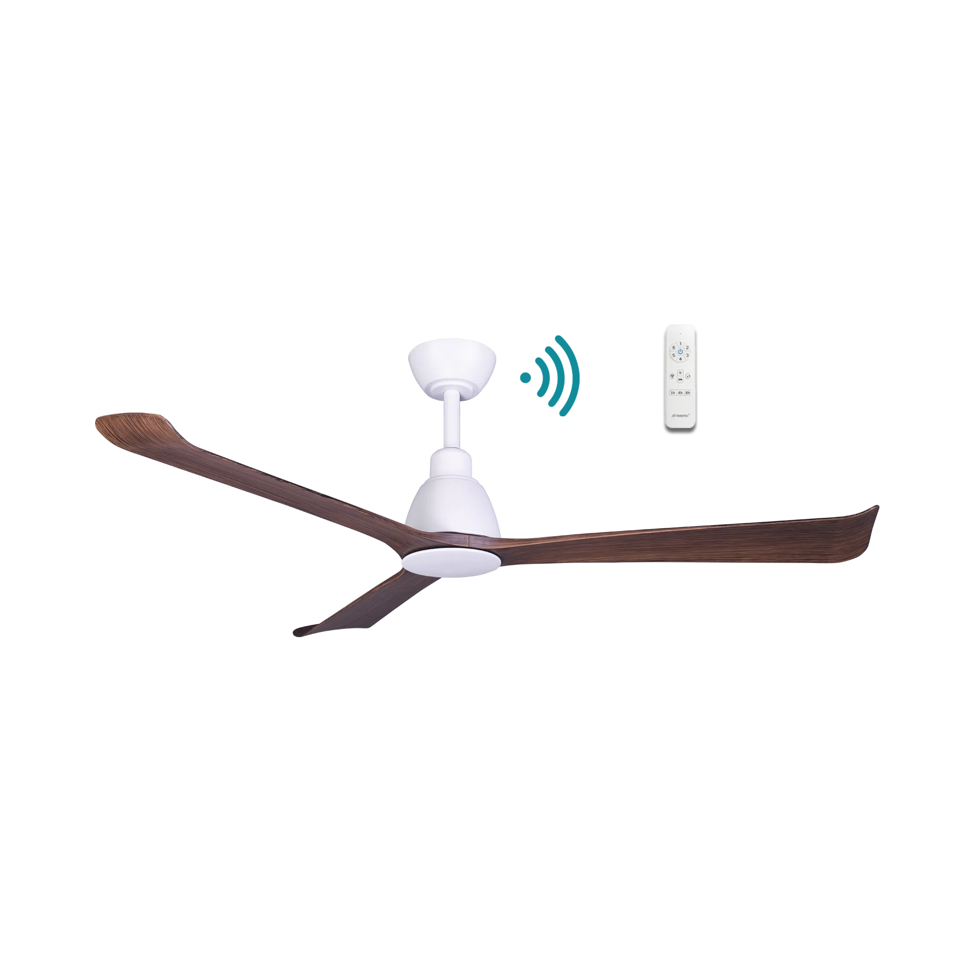 Polo DC Ceiling Fan 52" 3 Blade Matt White & Walnut With WIFI Remote - MDCP133WWN