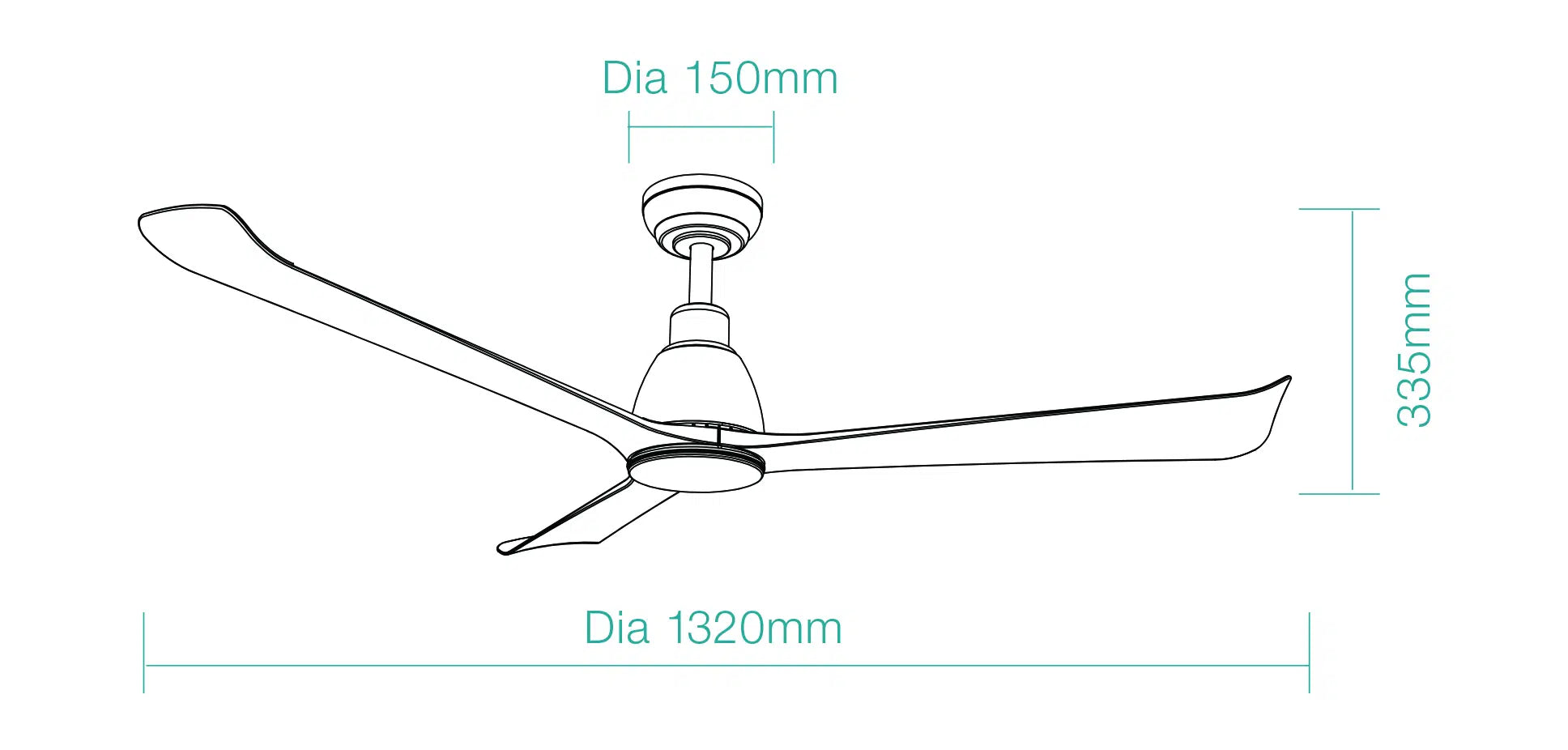 Polo DC Ceiling Fan With LED Light 52" 3 Blade Matt White With WIFI Remote - MDCP1333W