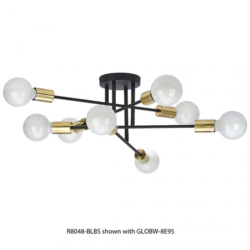 Alvie Semi-Flush Mount 8 Lights Black / Gold Metal - R8048-BLBS