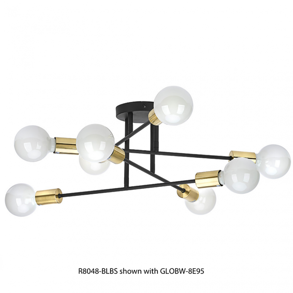 Alvie Semi-Flush Mount 8 Lights Black / Gold Metal - R8048-BLBS