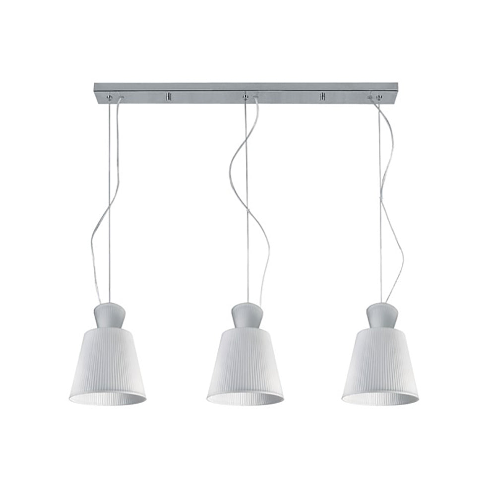 Buy Pendant Lights Australia Ribbed Pendant 3 Lights White / Chrome Glass - QH2149-3S