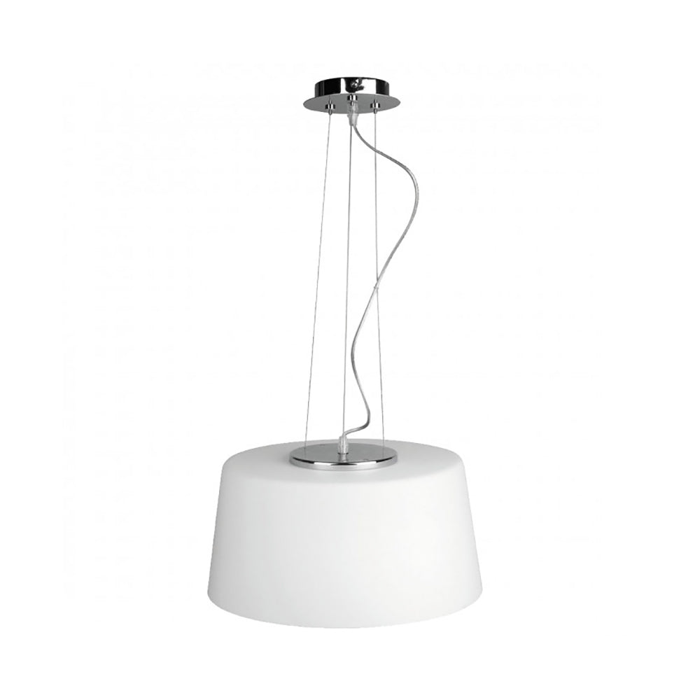 Buy Pendant Lights Australia Drum Pendant Light Chrome / White Glass - QH2198-WH