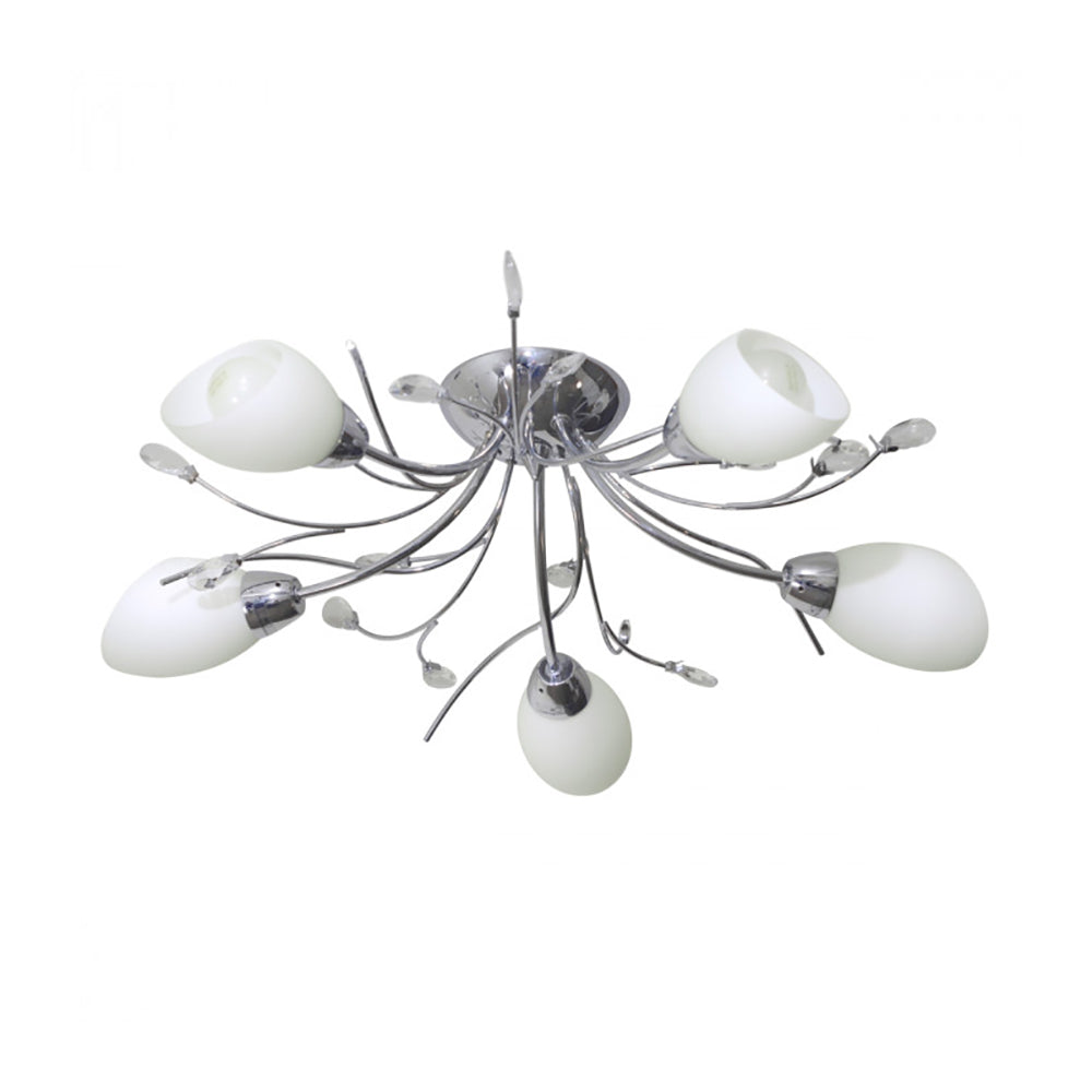 Tulip Semi-Flush Mount 5 Lights White / Chrome Glass - R1765-5C-CH
