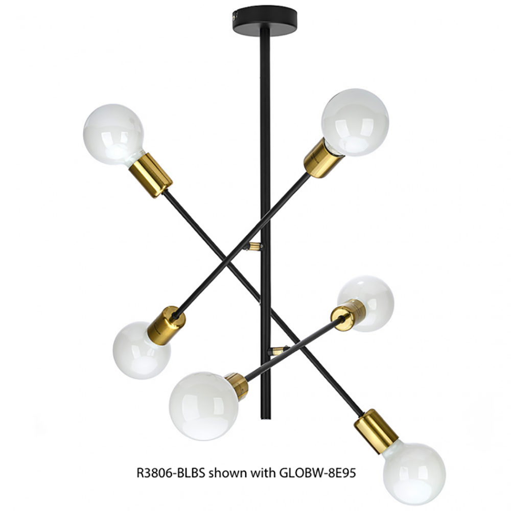 Alvie Semi-Flush Mount 6 Lights Black / Gold Metal - R3806-BLBS