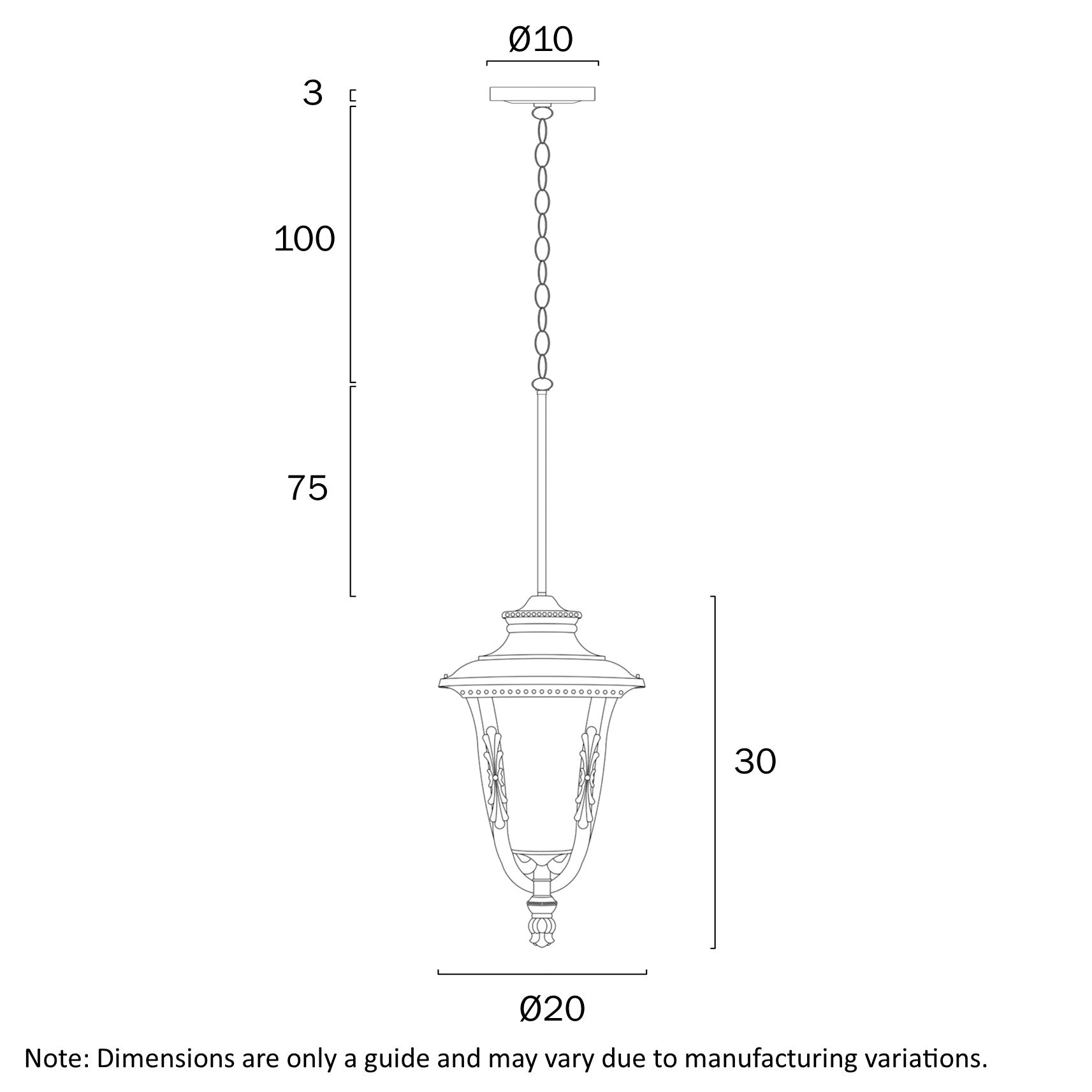 Ramiro 200mm Ceiling Lanterns Black - RAMIRO PE20-BK