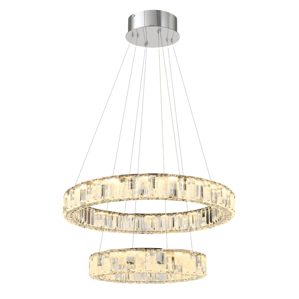 Rias LED 2 Tier Pendant 48W Tri Colour Chrome - RIAS PE2T-CH3C