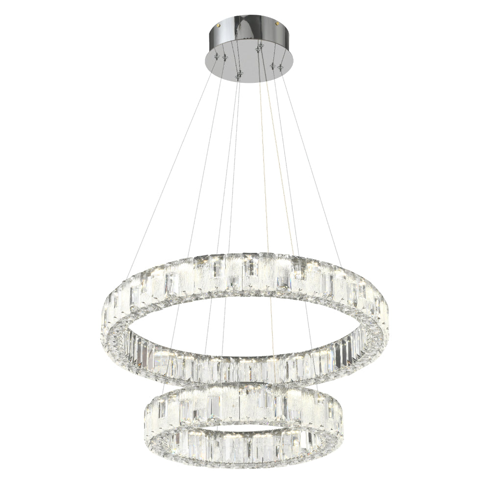 Rias LED 2 Tier Pendant 48W Tri Colour Chrome - RIAS PE2T-CH3C