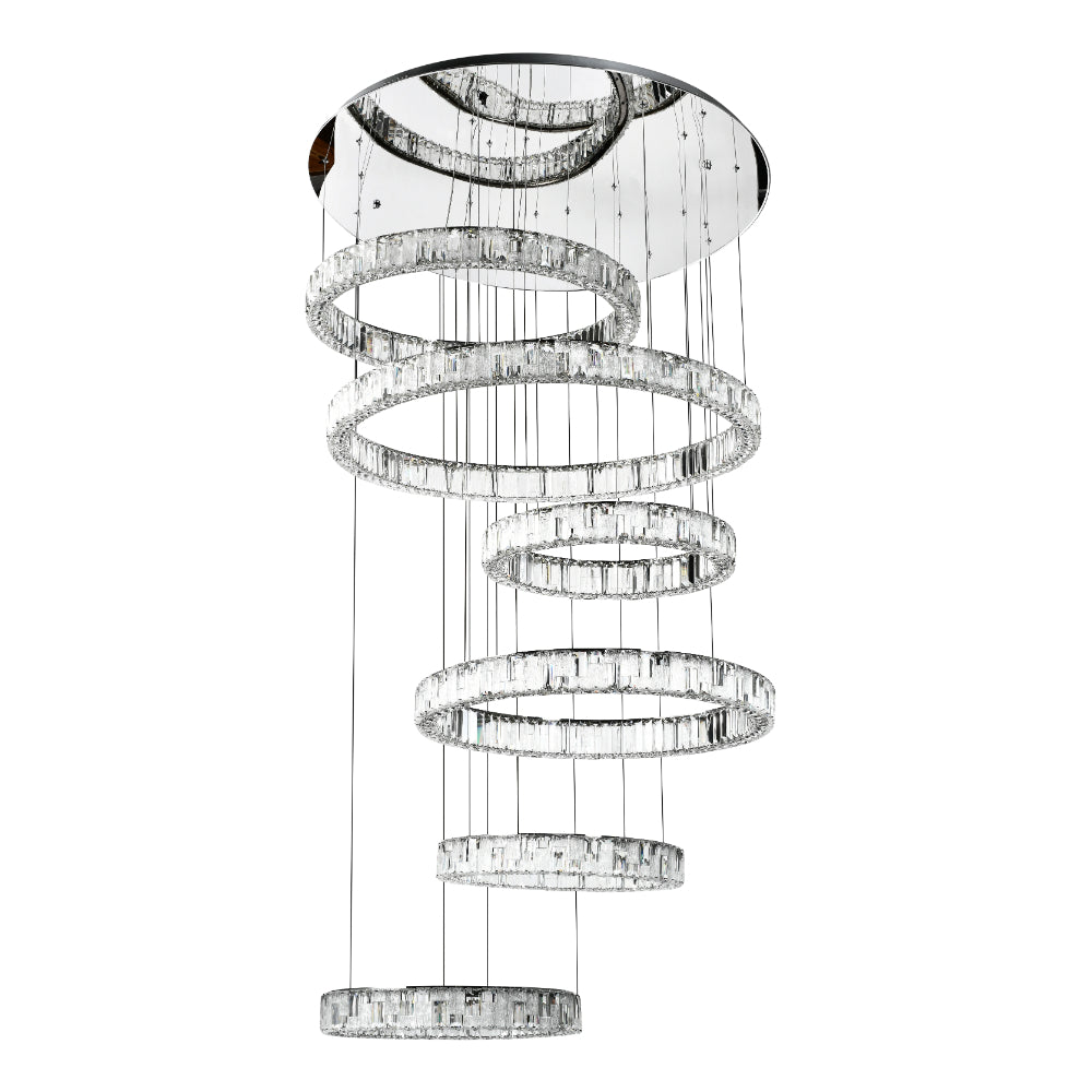 Rias LED 6 Tier Pendant 175W Tri Colour Chrome - RIAS PE6T-CH3C