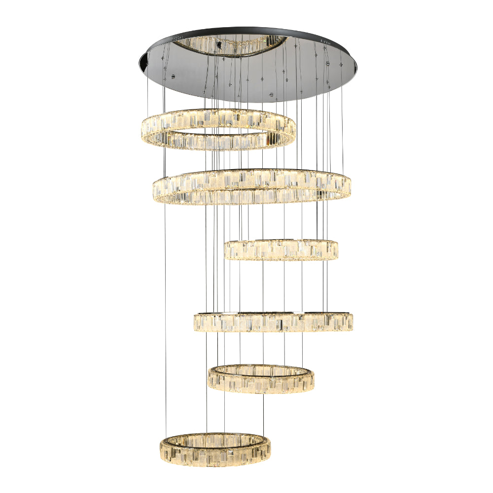 Rias LED 6 Tier Pendant 175W Tri Colour Chrome - RIAS PE6T-CH3C