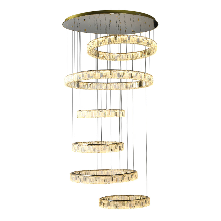 Rias LED 6 Tier Pendant 175W Tri Colour Gold - RIAS PE6T-GD3C