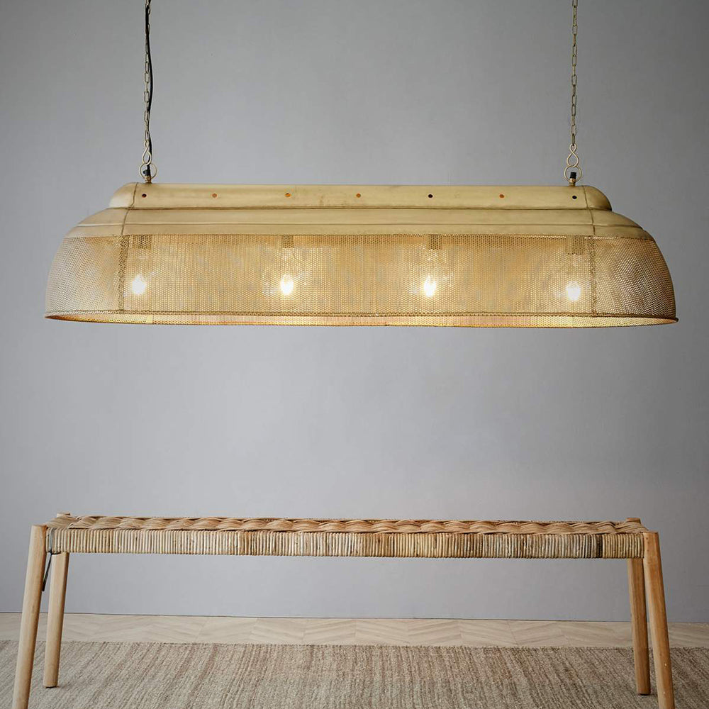 Riva 4 Light Extra Long Perforated Iron Elongated Pendant - Antique Brass - ZAF10412