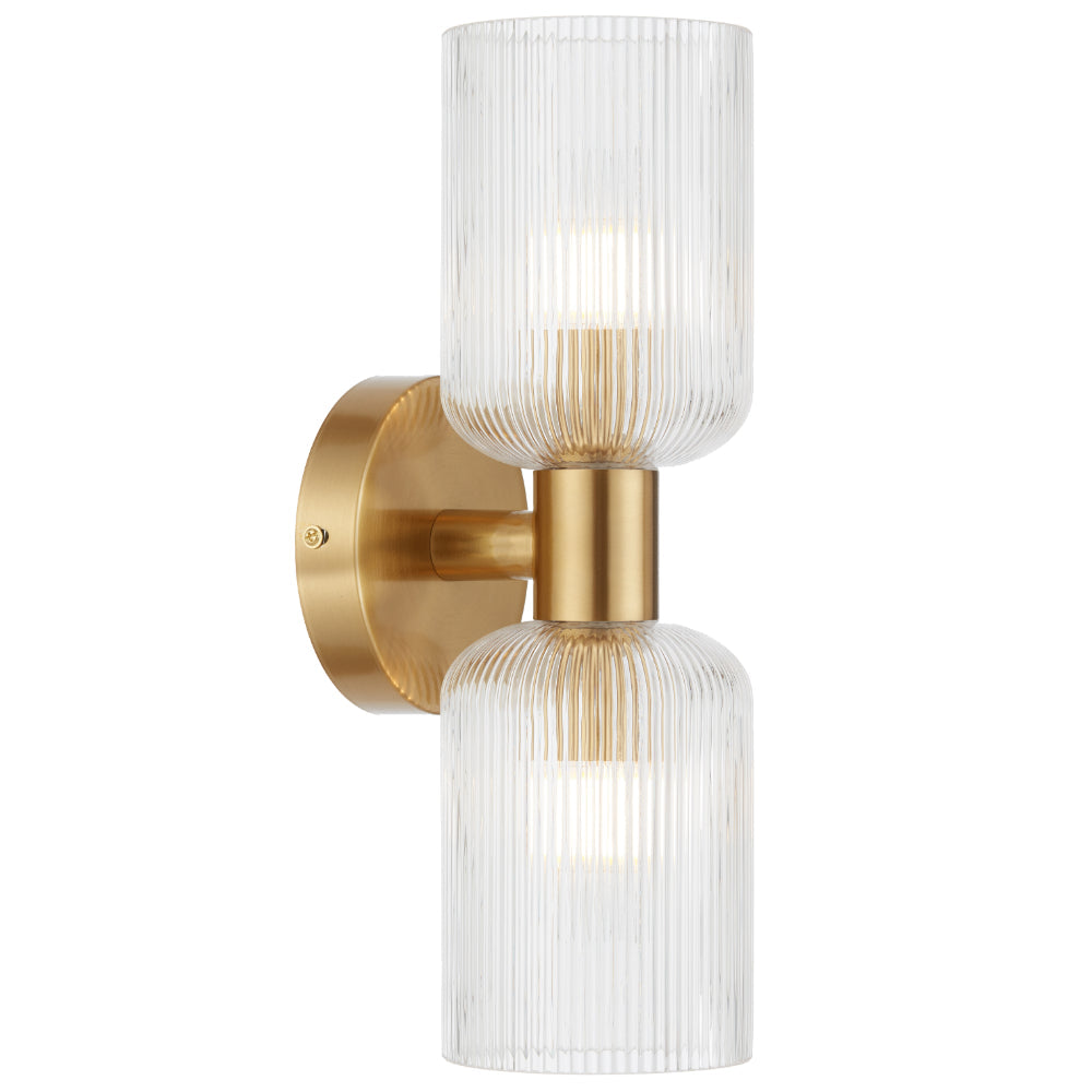 Riven Up & Down Wall Light Antique Gold & Clear - RIVEN WB2-AGCL