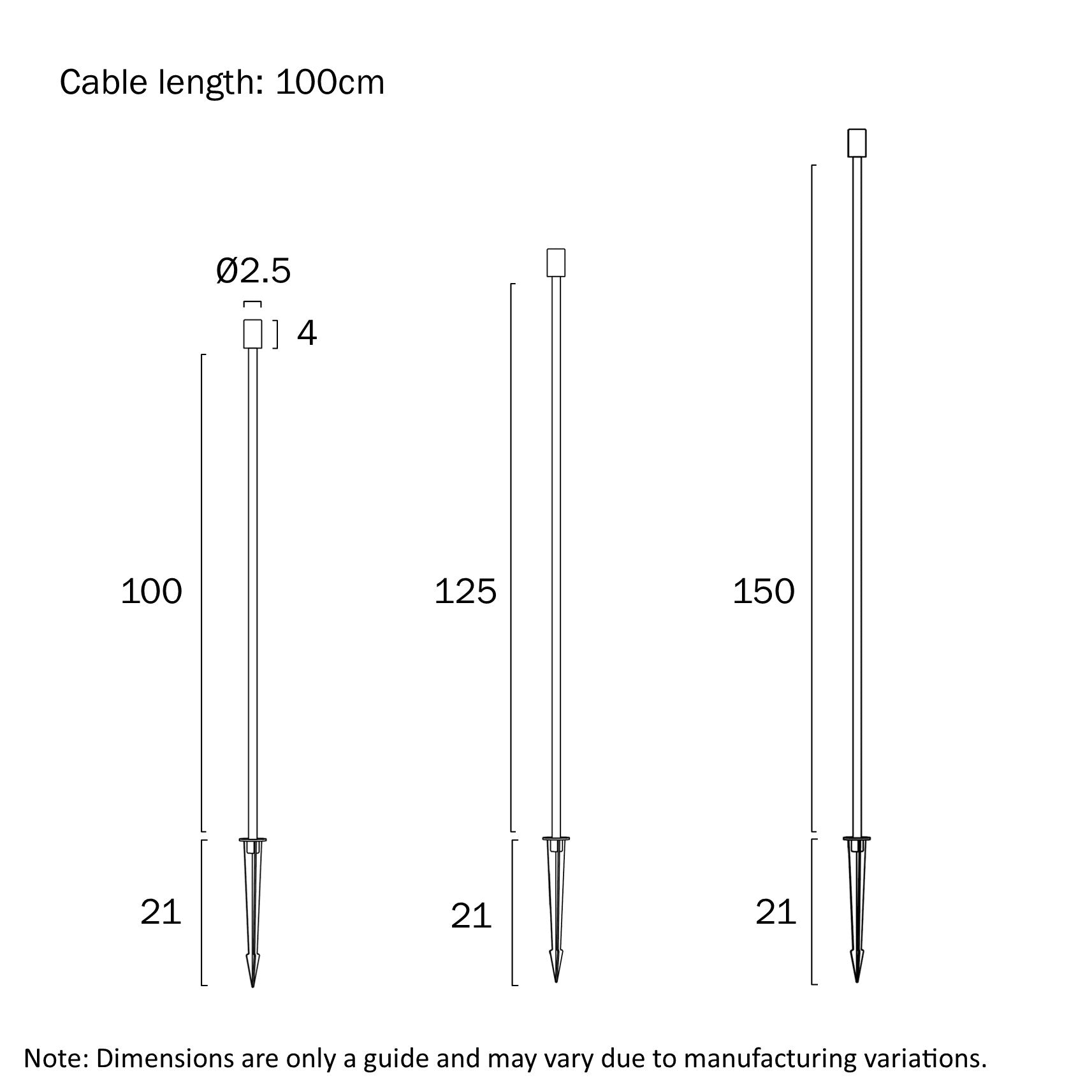 Rush LED Post Light 24V 1W 3000K Black - RUSH SPK1-BK324