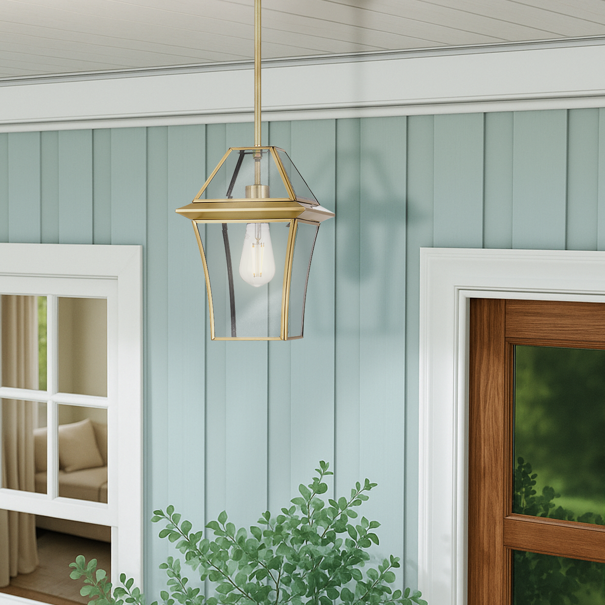 Rye 20 1 Light Pendant Brass, Clear RYE PE20-BRS