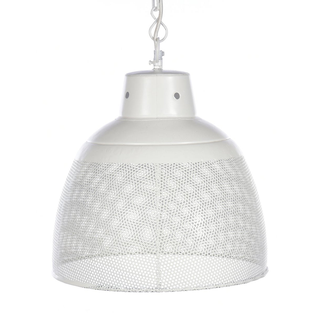 Buy Pendant Lights Australia Riva Large 1 Light Perforated Iron Dome Pendant- Matt White - ZAF10334