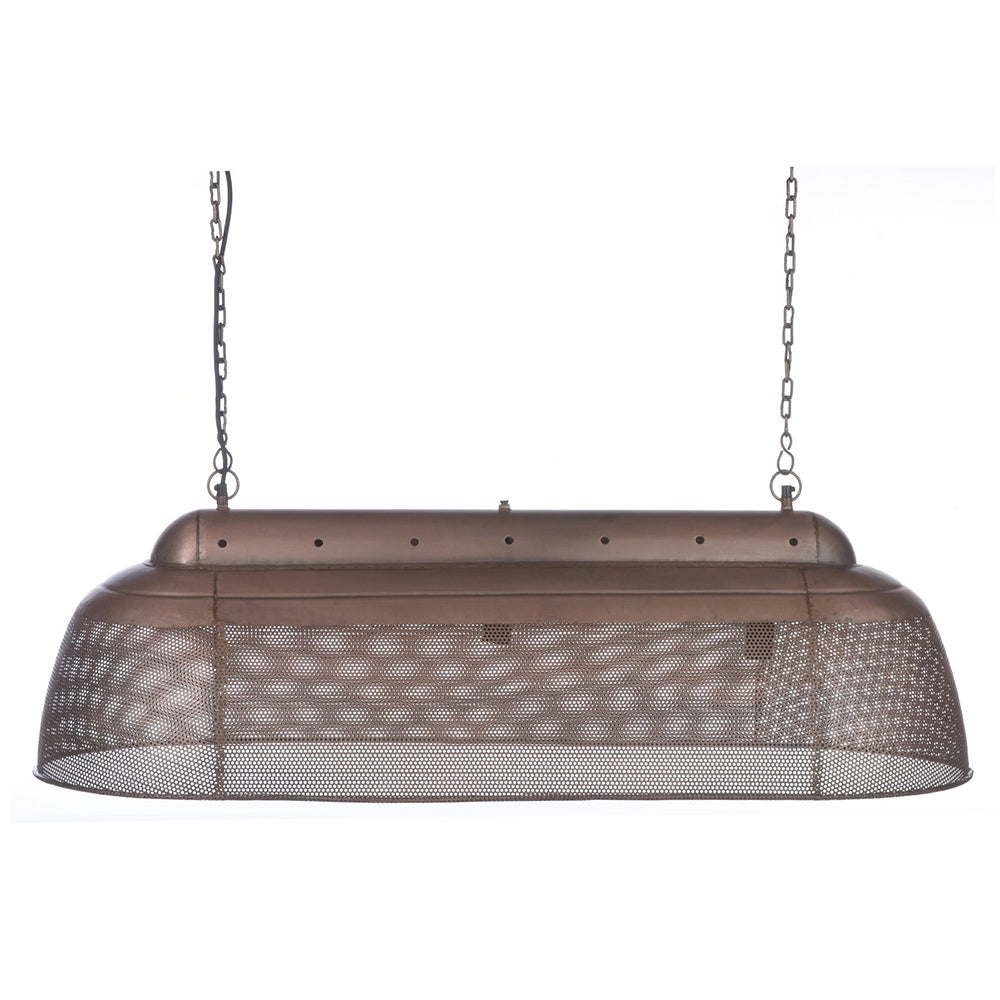 Buy Pendant Lights Australia Riva 3 Light Perforated Iron Elongated Long Pendant Antique Copper - ZAF10325