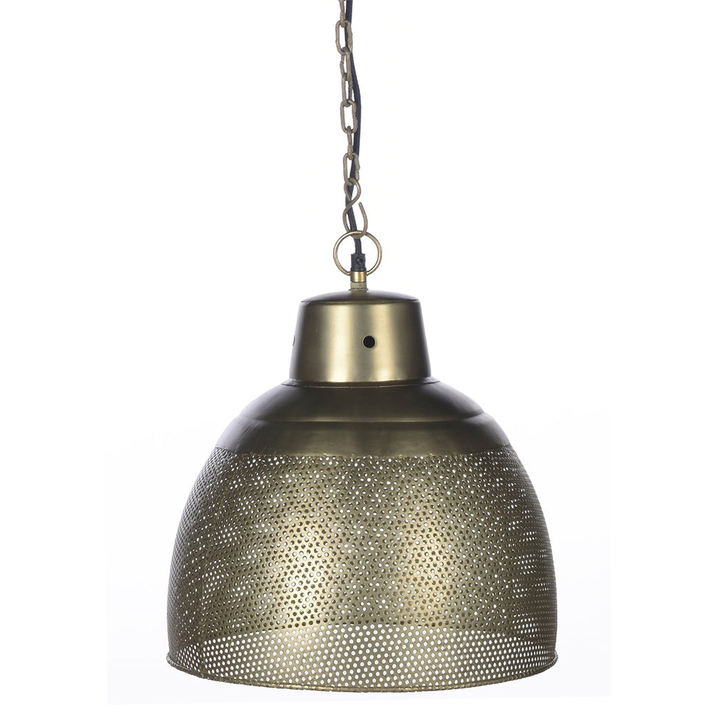 Buy Pendant Lights Australia Riva 1 Light Perforated Iron Dome Small Pendant Antique Brass - ZAF10259