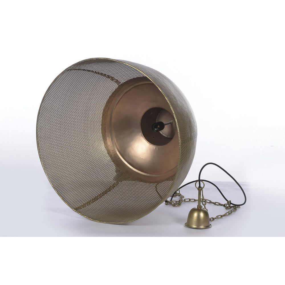 Riva 1 Light Perforated Iron Dome Medium Pendant Antique Brass - ZAF10318