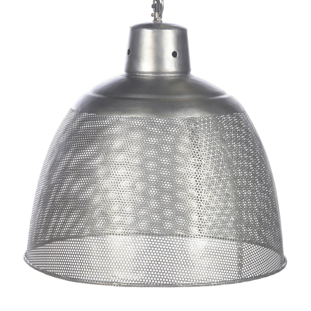 Buy Pendant Lights Australia Riva 1 Light Perforated Iron Dome Medium Pendant Zinc - ZAF10328
