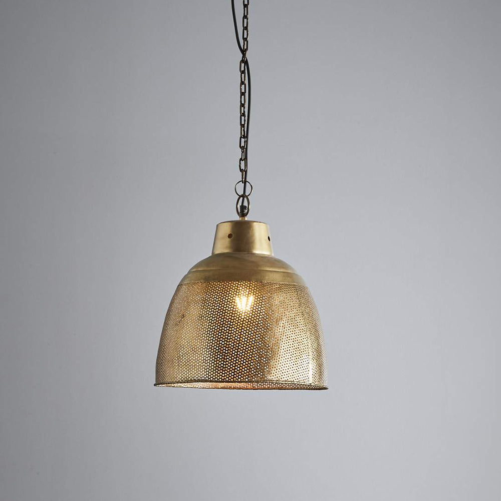 Buy Pendant Lights Australia Riva 1 Light Perforated Iron Dome Small Pendant Antique Brass - ZAF10259