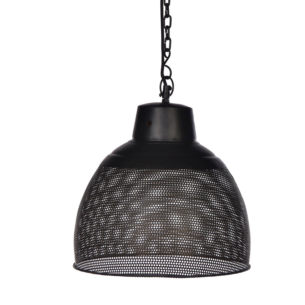 Buy Pendant Lights Australia Riva Small 1 Light Perforated Iron Dome Pendant - Matt Black/Gold - ZAF10400