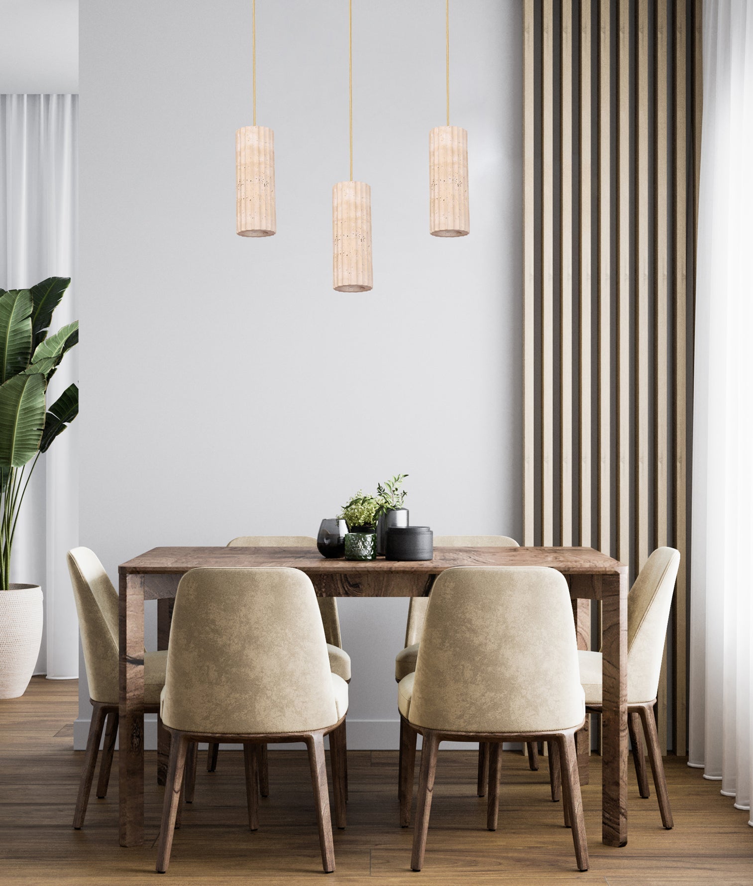 Sagitta Oblong Pendant Light Beige & Brass - SAGITTA1