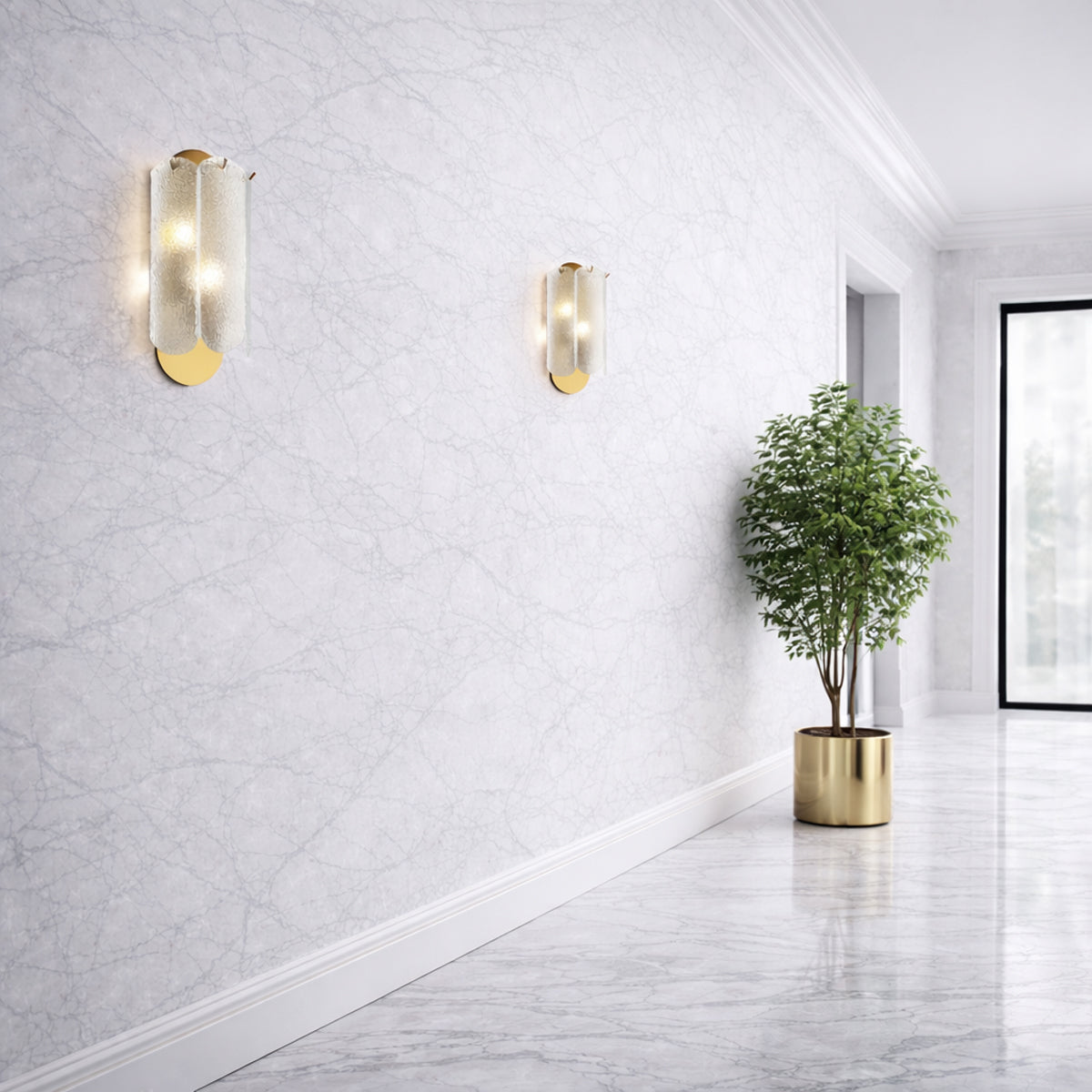 Samona Wall Light Antique Gold & Clear - SAMONA WB-AGCL