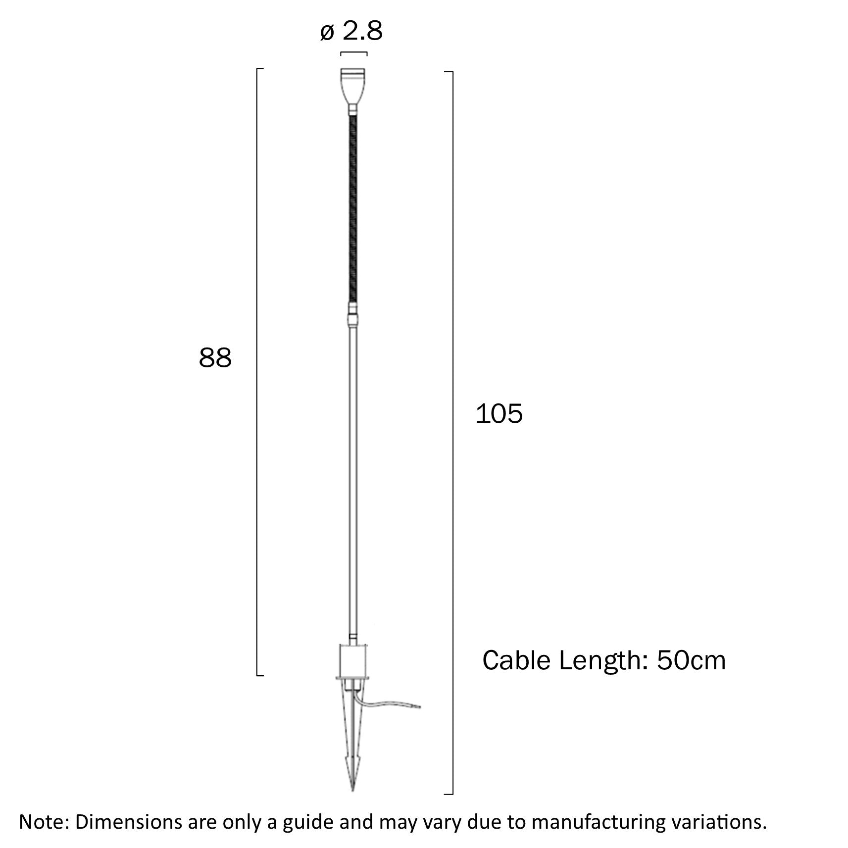 Seek Stainless Steel 10500mm LED Spike Spot Light Black  - SEEK SP088-BK